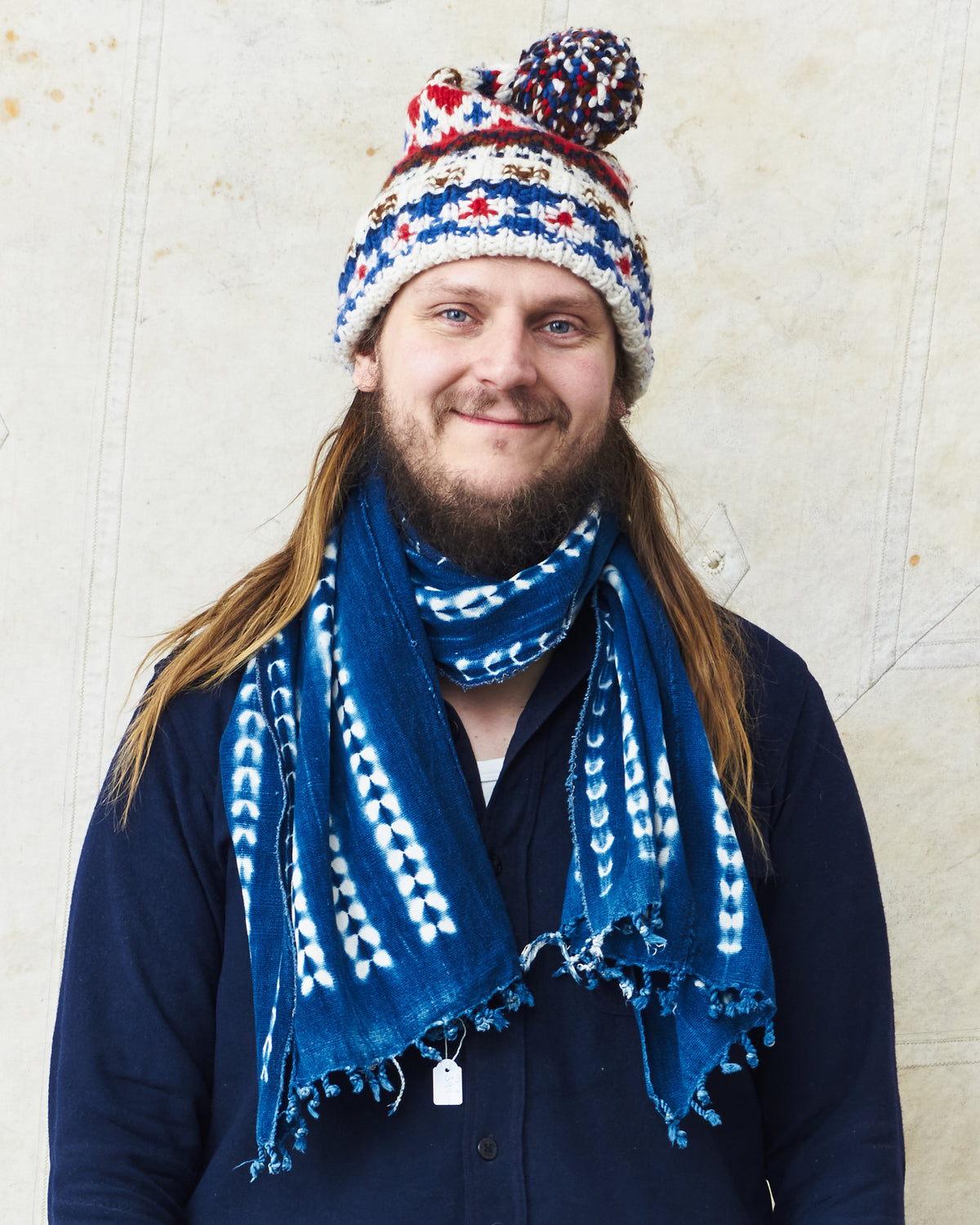 African Indigo Textile Resist Dye Scarf no. 7