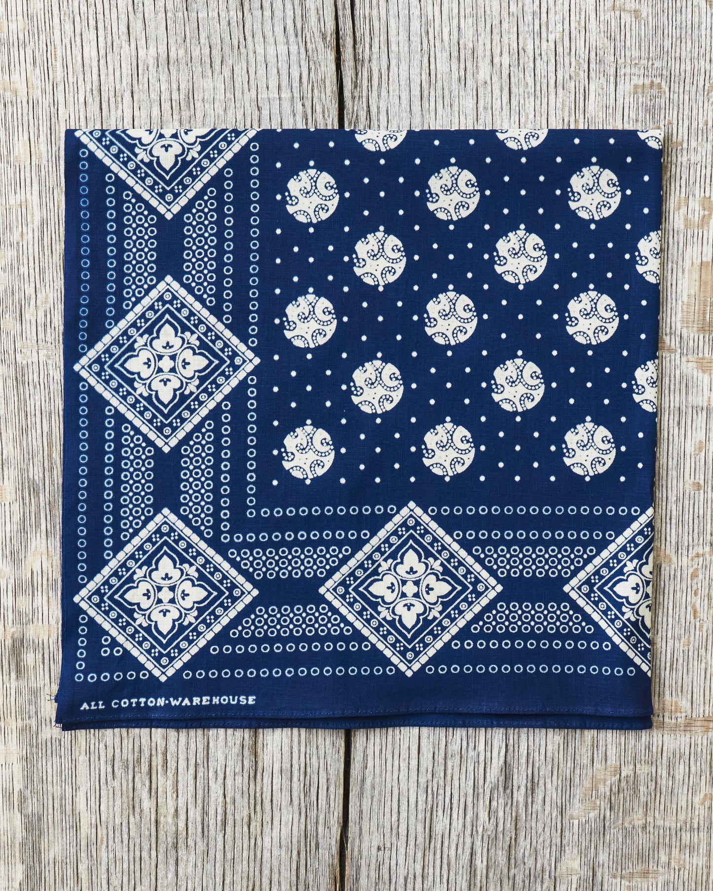 Warehouse & Co Lot 5244 Selvedge Indigo Bandana Geometric Pattern