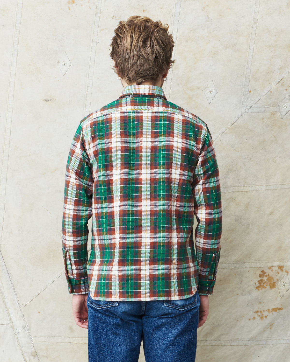 Sugar Cane & Co Twill Check Work Shirt Green SC29151
