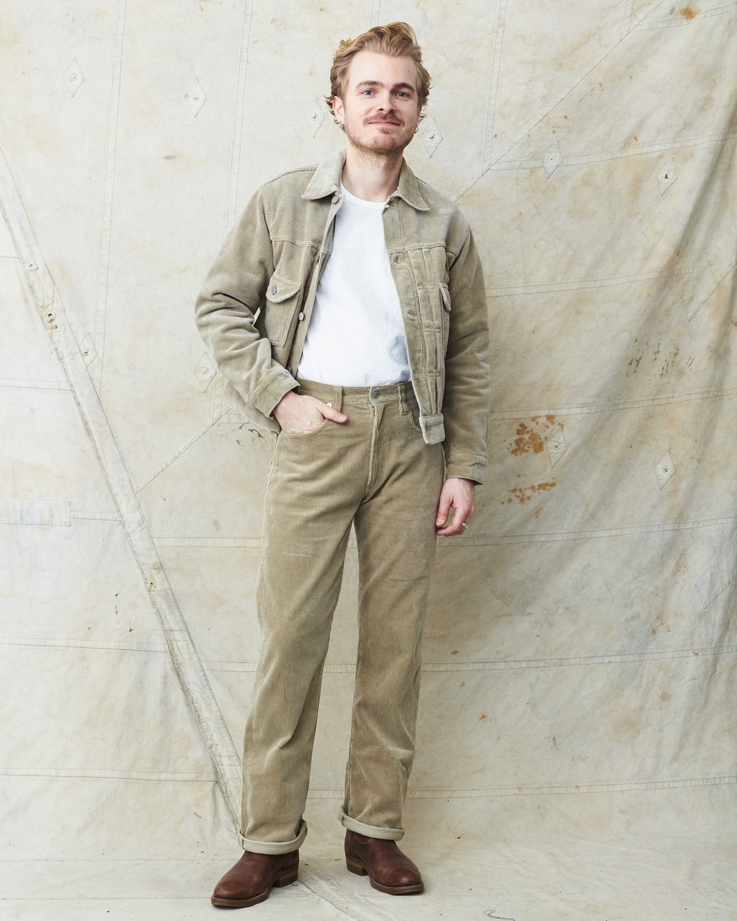 Sugar Cane & Co 9W Corduroy Heavy Flannel Lined Jacket Beige
