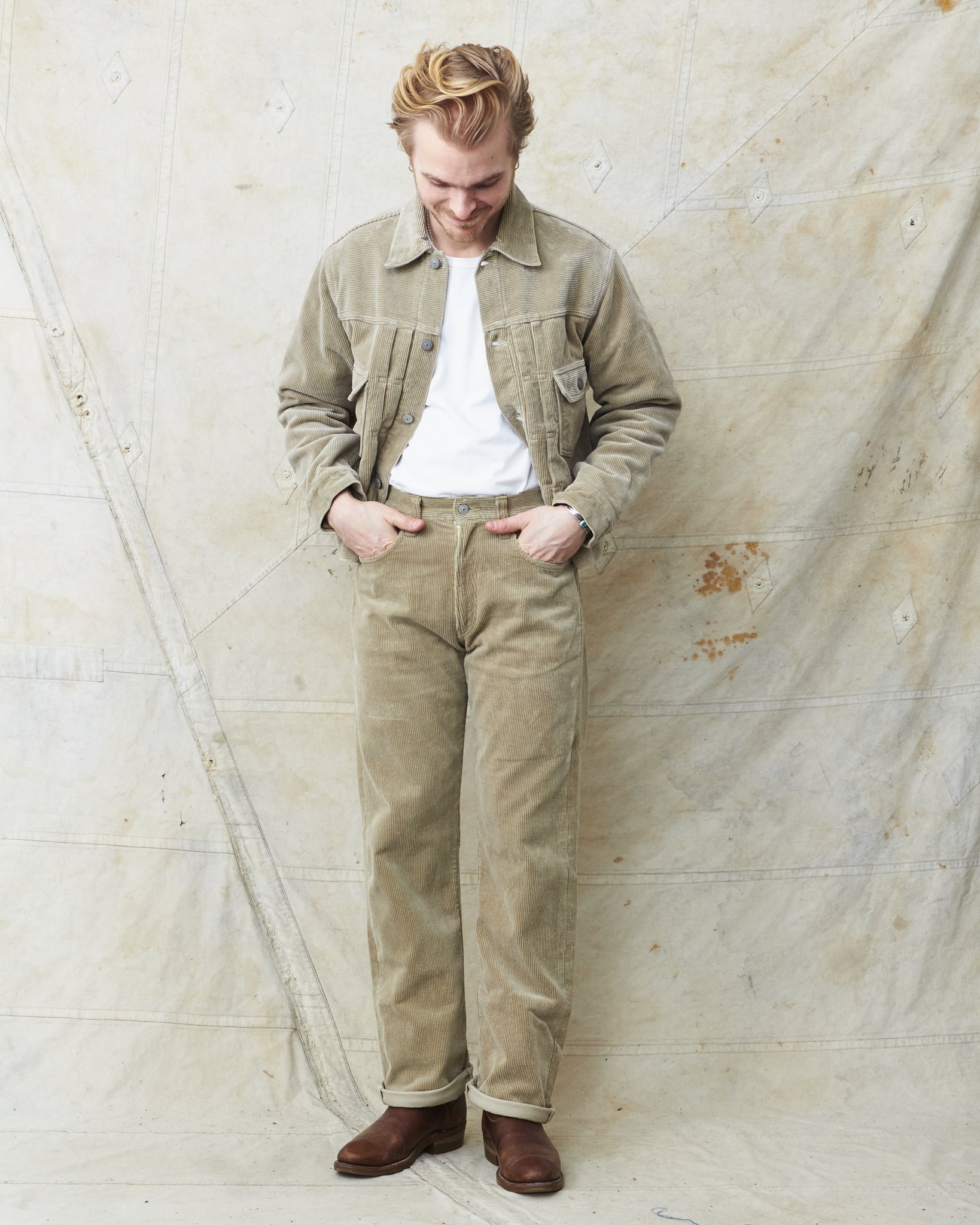 Sugar Cane & Co 9W Corduroy Heavy Flannel Lined Jacket Beige