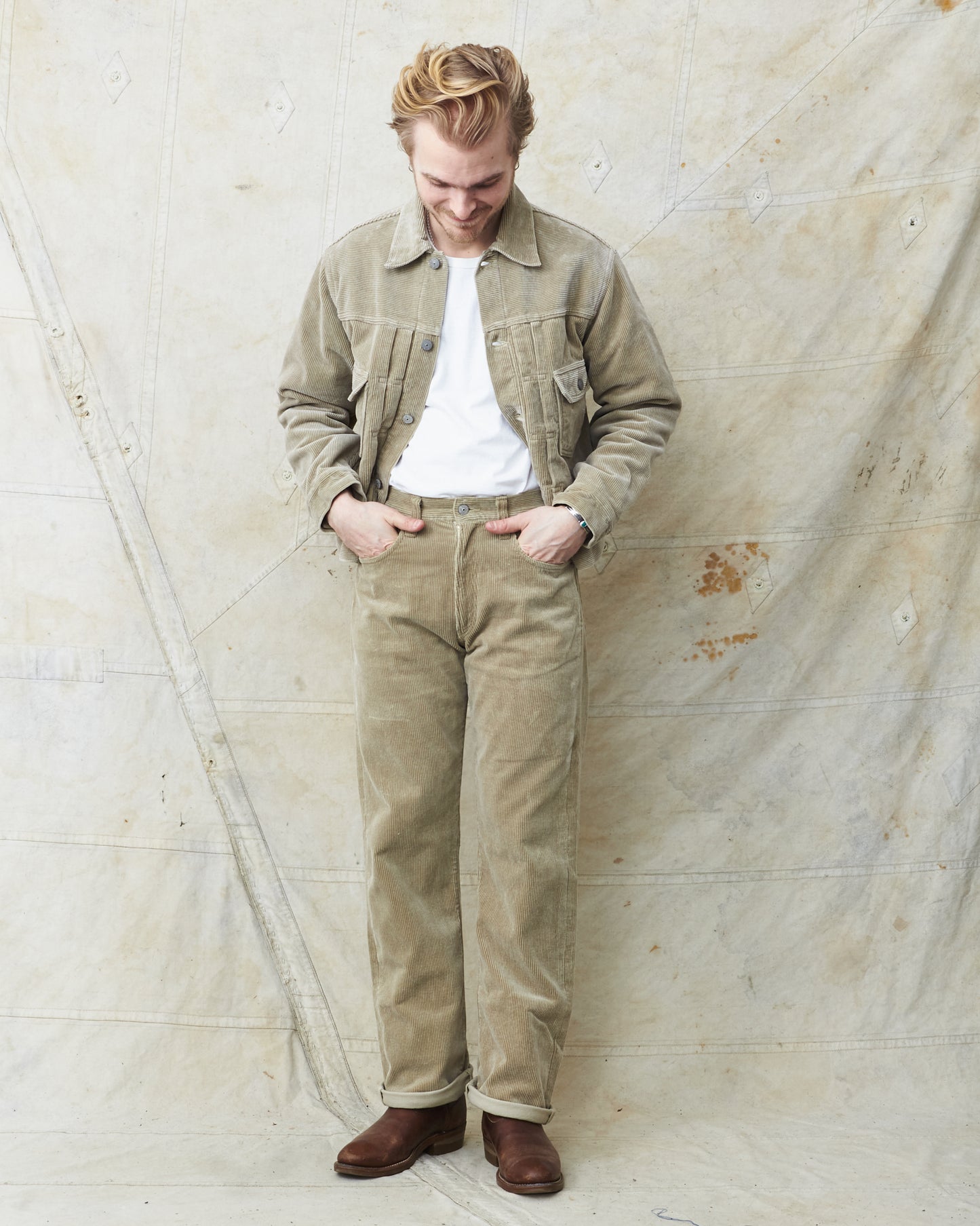 Sugar Cane & Co 9W Corduroy Heavy Flannel Lined Jacket Beige