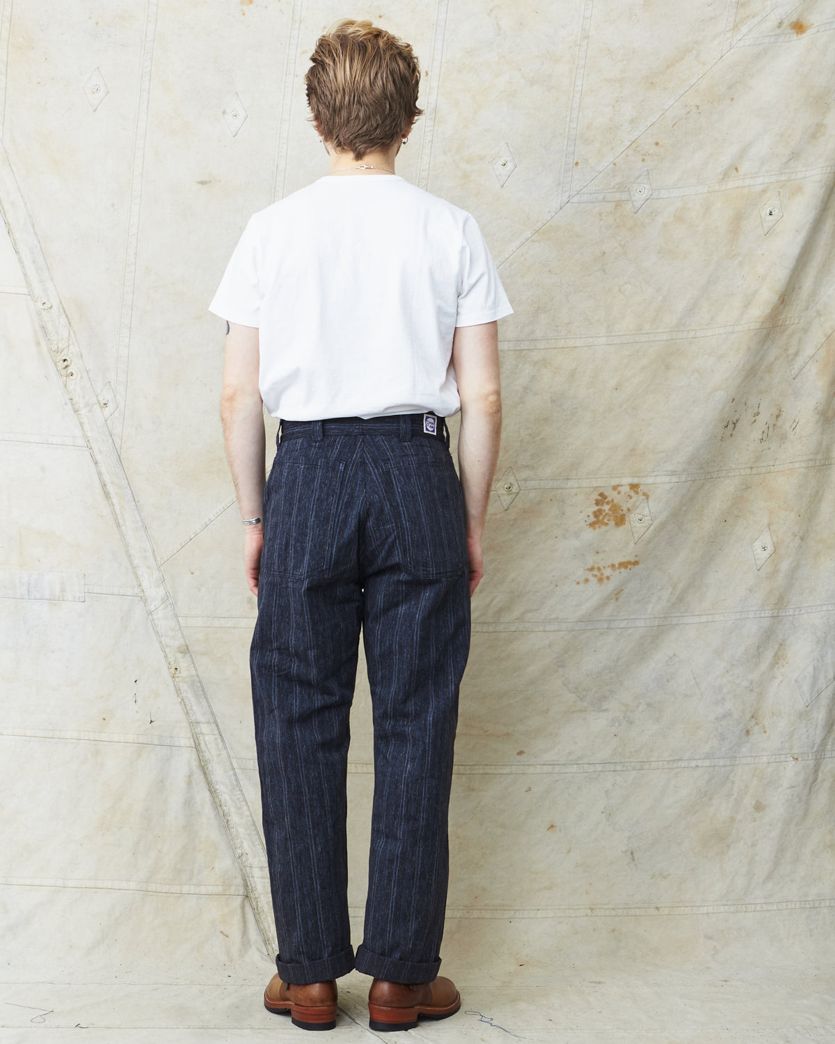 Warehouse & Co X John Gluckow Lot JG-01 1910's Netmaker's Trousers Stripe One Wash