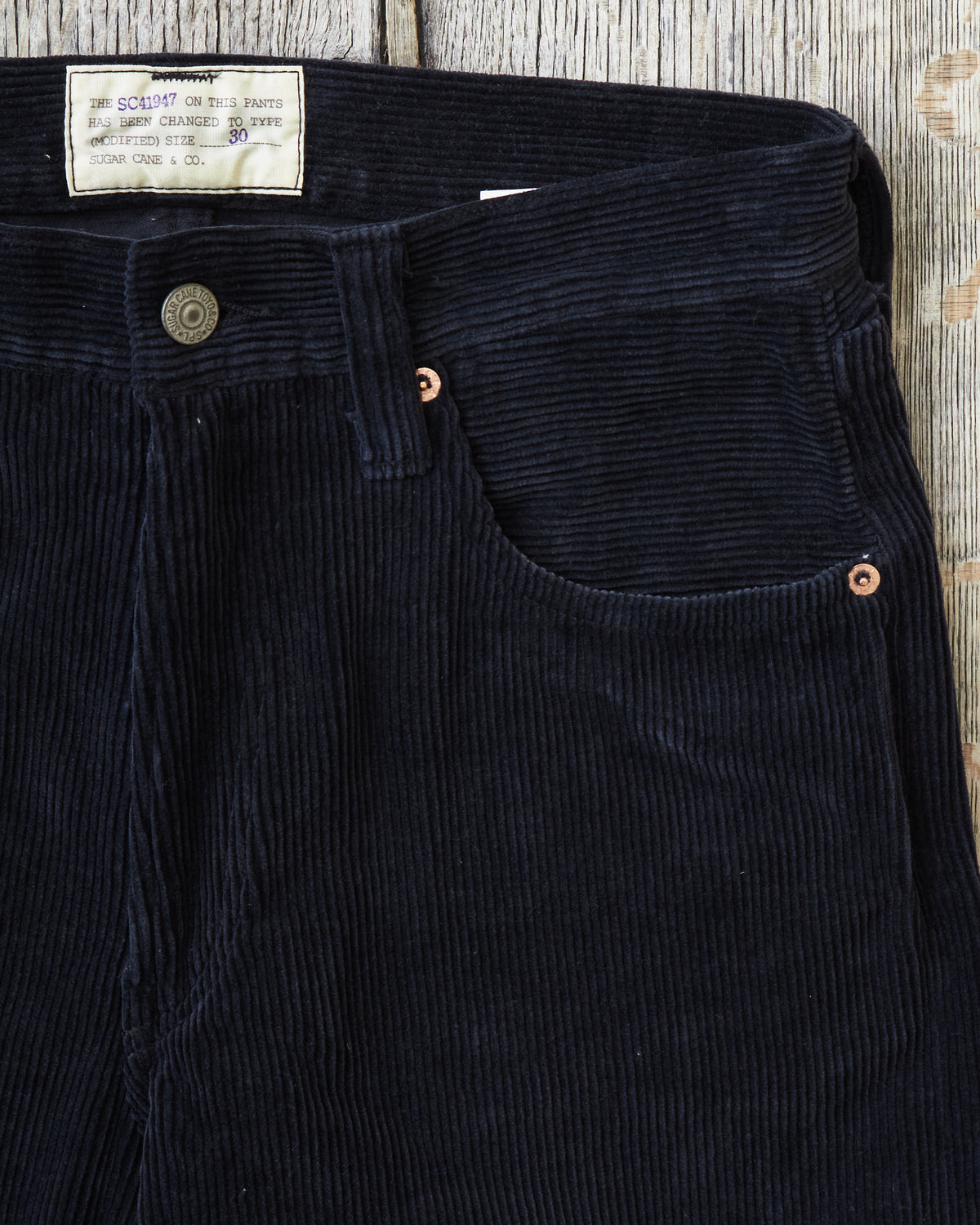 Sugar Cane 9W Corduroy 5-Pocket Pants 1947 Model Black SC42422
