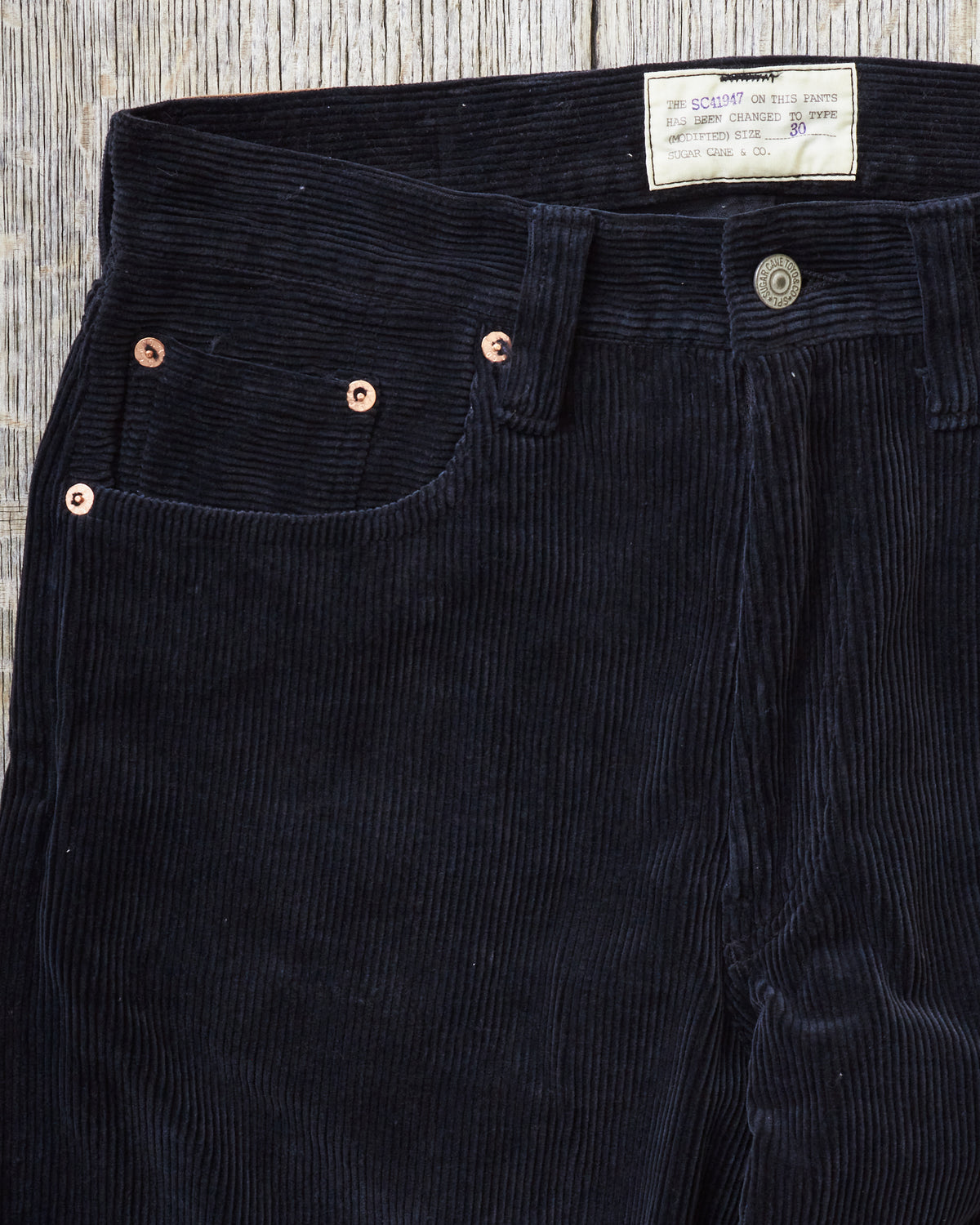 Sugar Cane 9W Corduroy 5-Pocket Pants 1947 Model Black SC42422