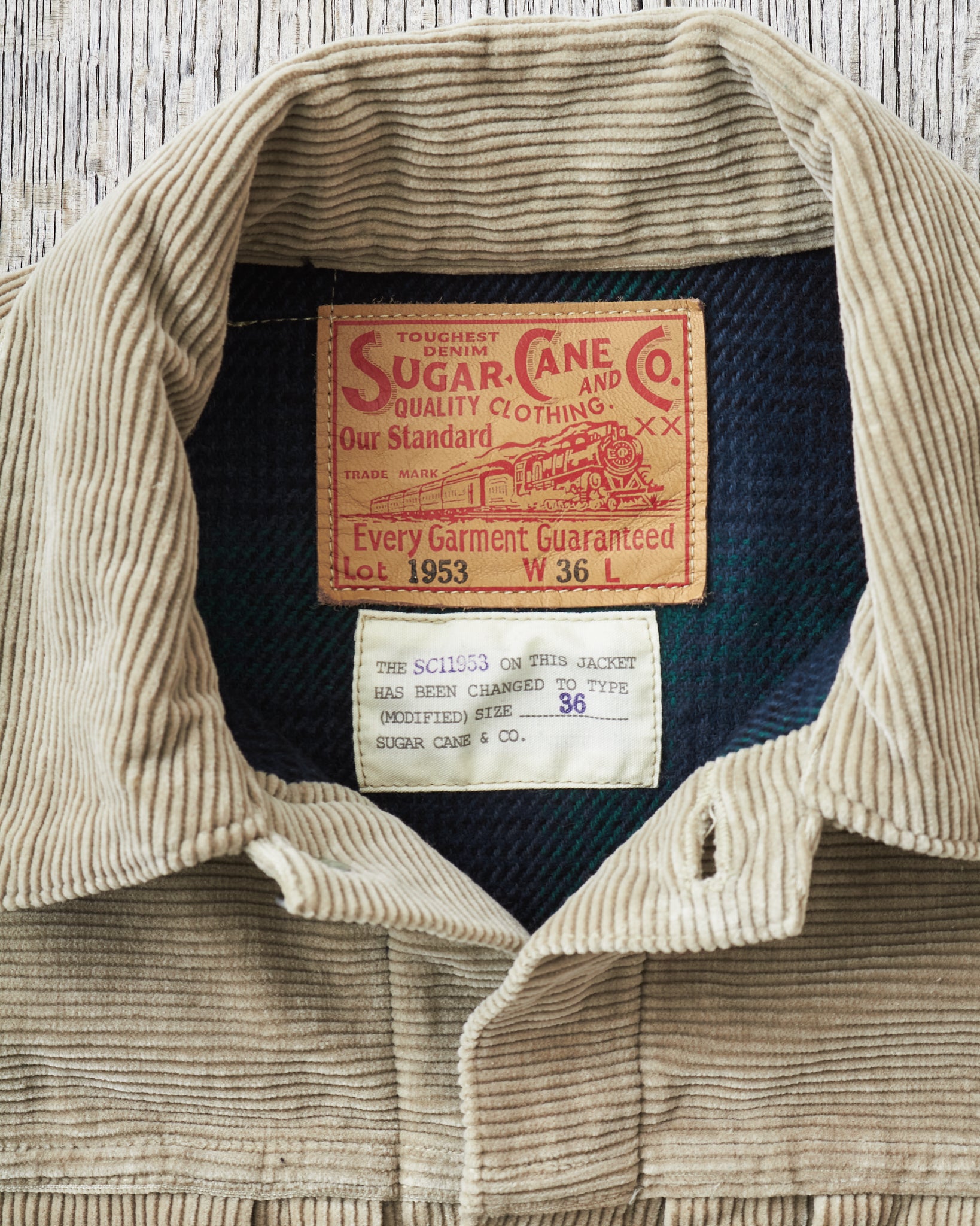 Sugar Cane & Co 9W Corduroy Heavy Flannel Lined Jacket Beige