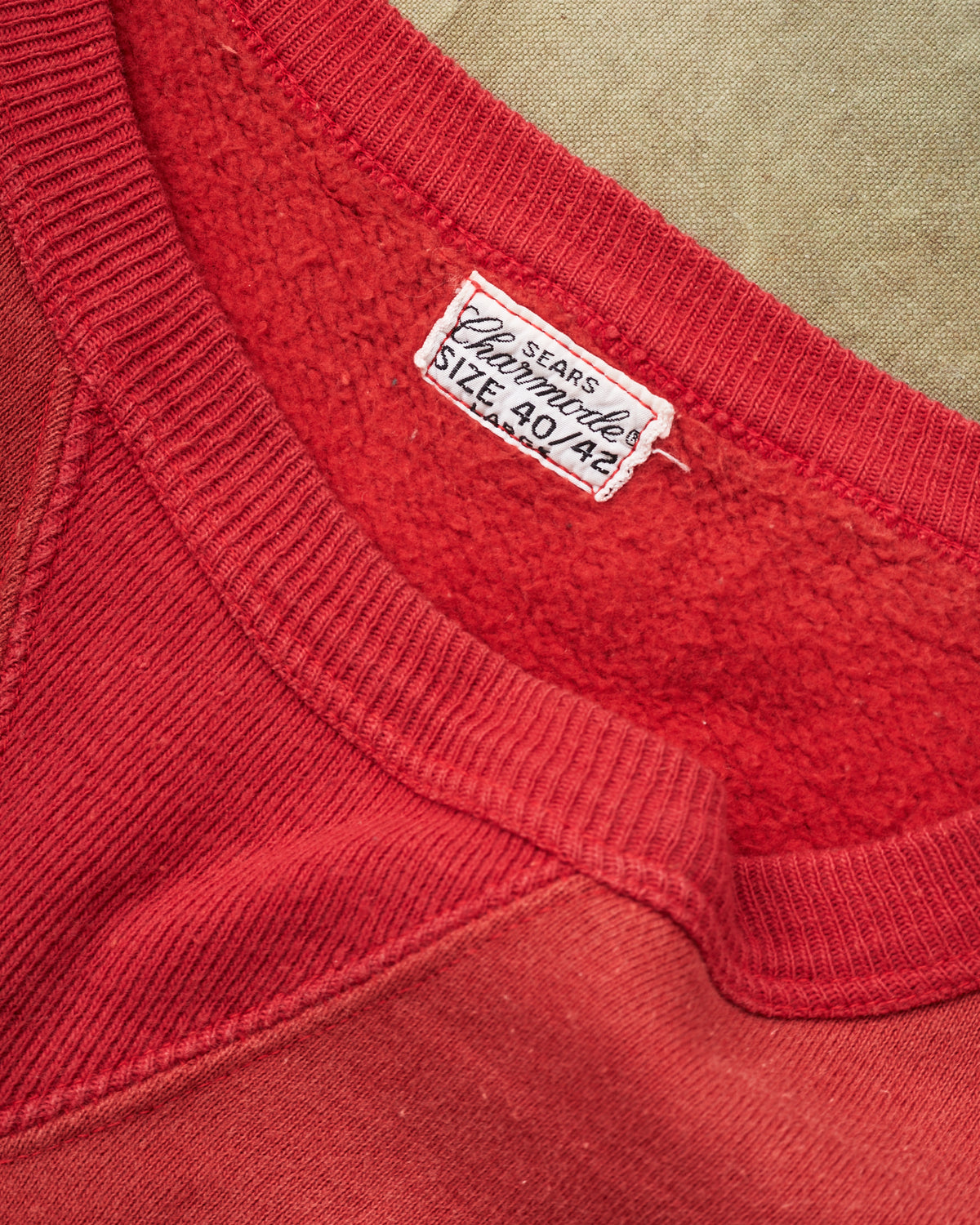 Vintage 1940's Single V Sears Charmode Red Sweatshirt Size 40/42 Large