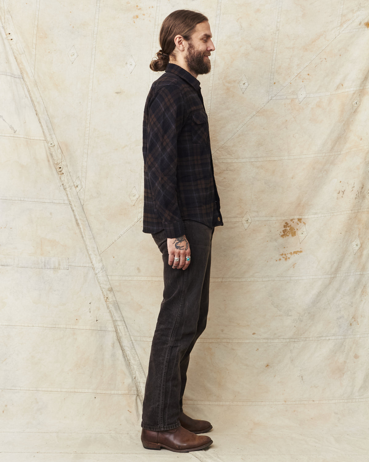 Indigofera Bryson Flannel Check Black Overdyed
