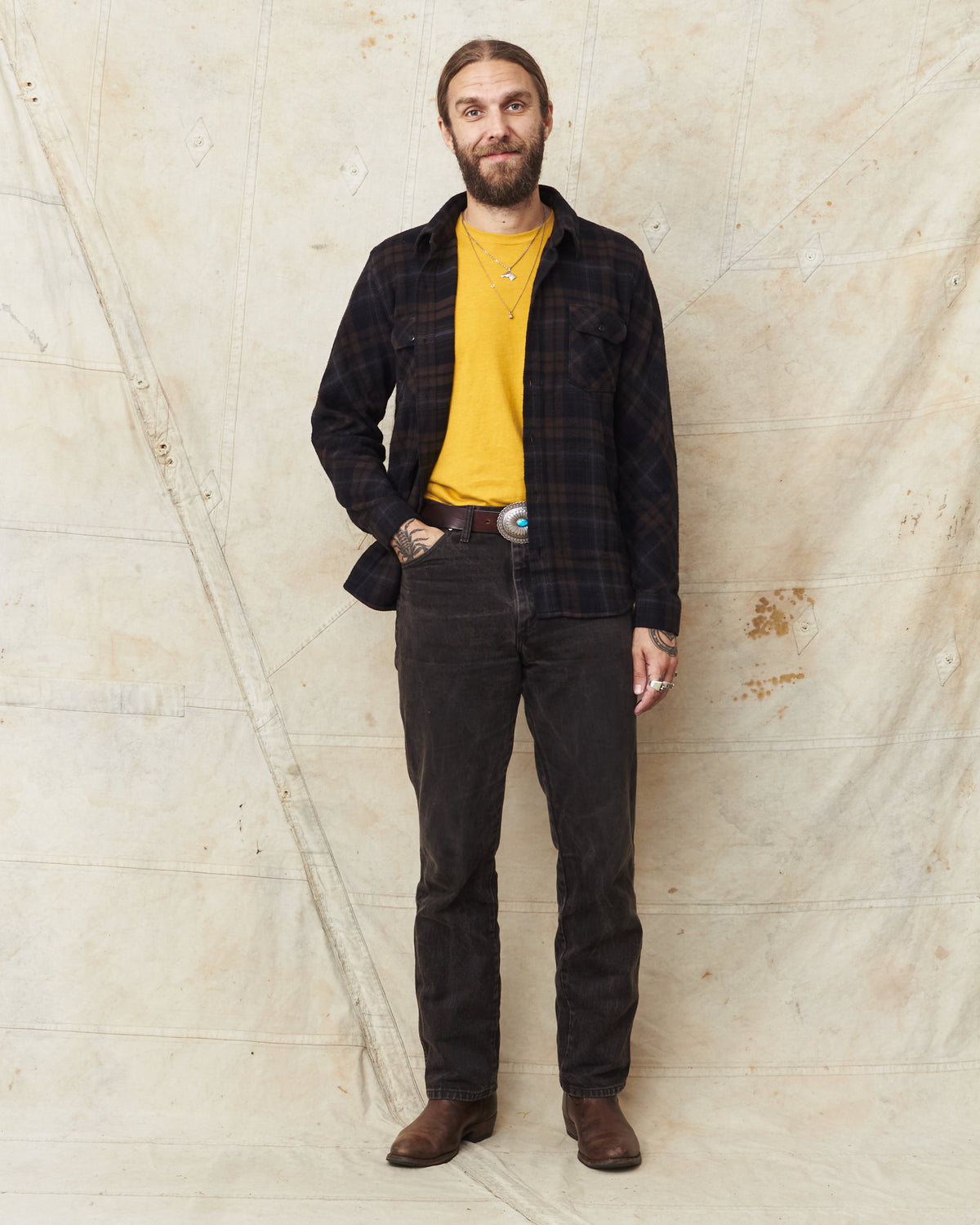 Indigofera Bryson Flannel Check Black Overdyed