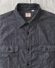 Sugar Cane & Co. Short Sleeve Black Chambray Work Shirt SC39307