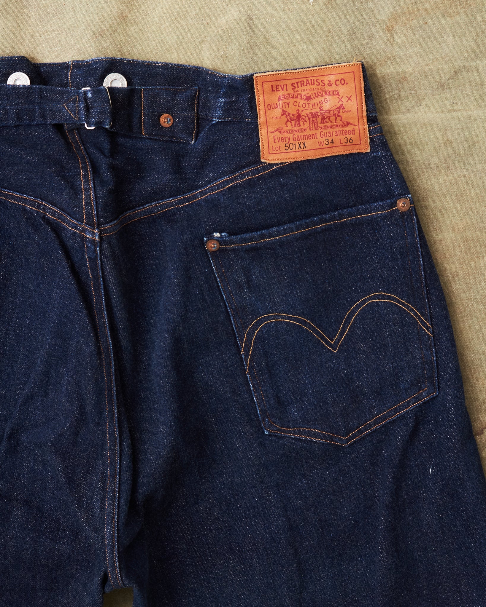 Second Hand Levi's Vintage Clothing Made in USA 1915 501XX SAMPLE
