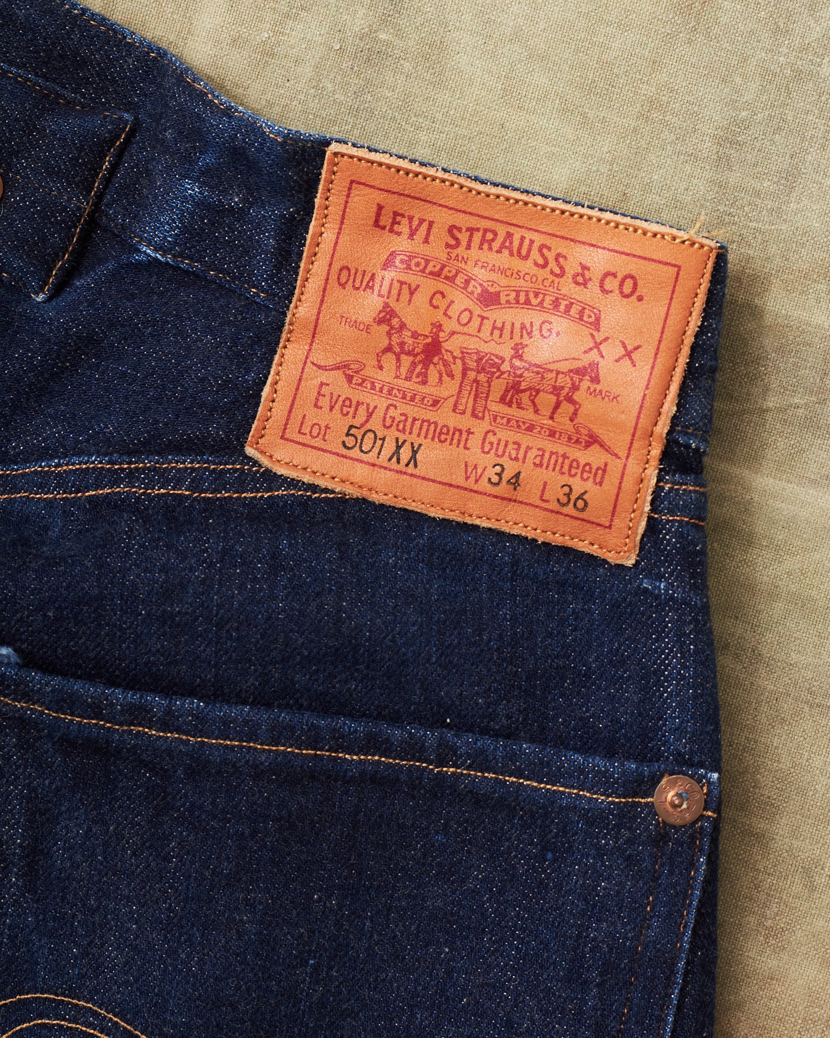 Second Hand Levi's Vintage Clothing Made in USA 1915 501XX SAMPLE