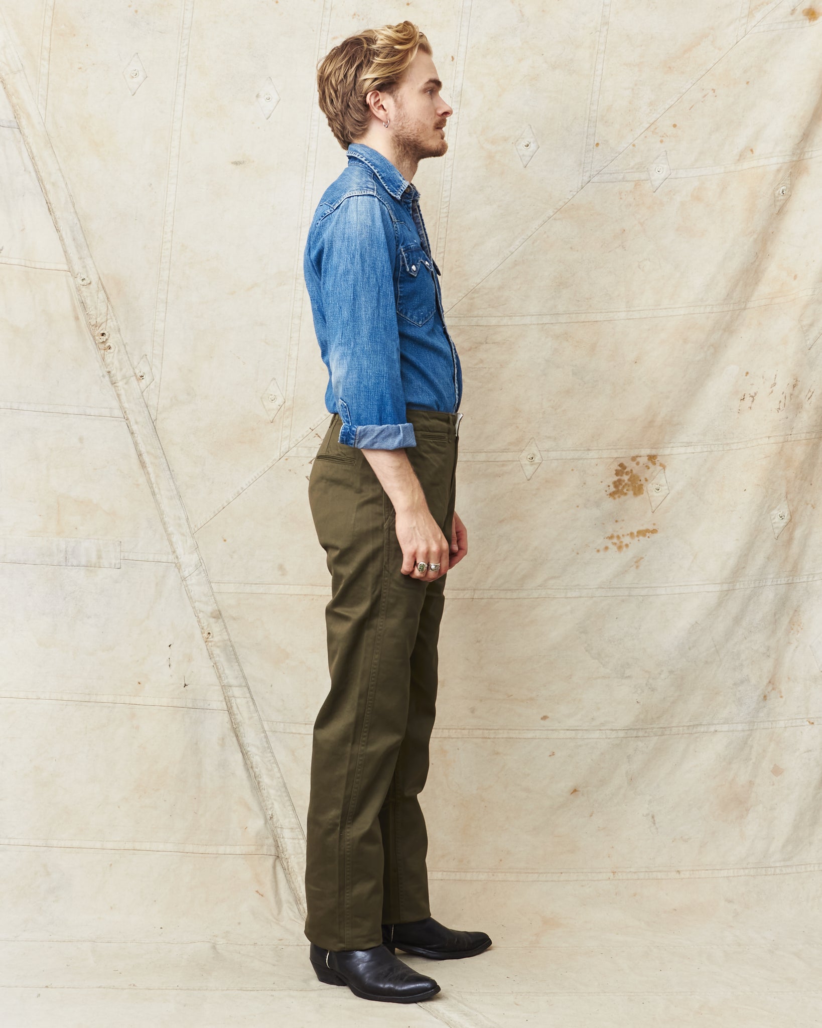 Buzz Rickson's Original Spec Chinos Olive One Wash BR40025A