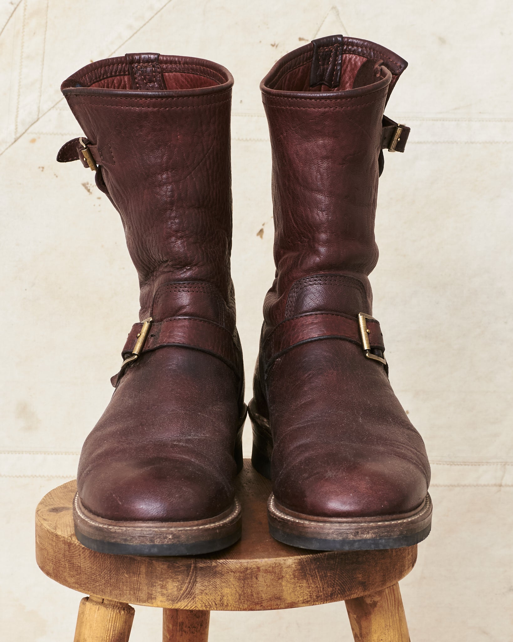 Second Hand John Lofgren Engineer Boots Ezo Shika Deerskin Burnt