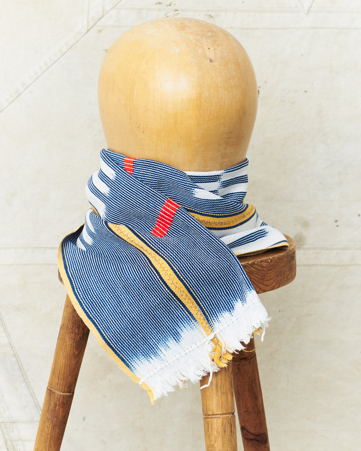 African Indigo Baulé Ikat Textile Scarf No. 21