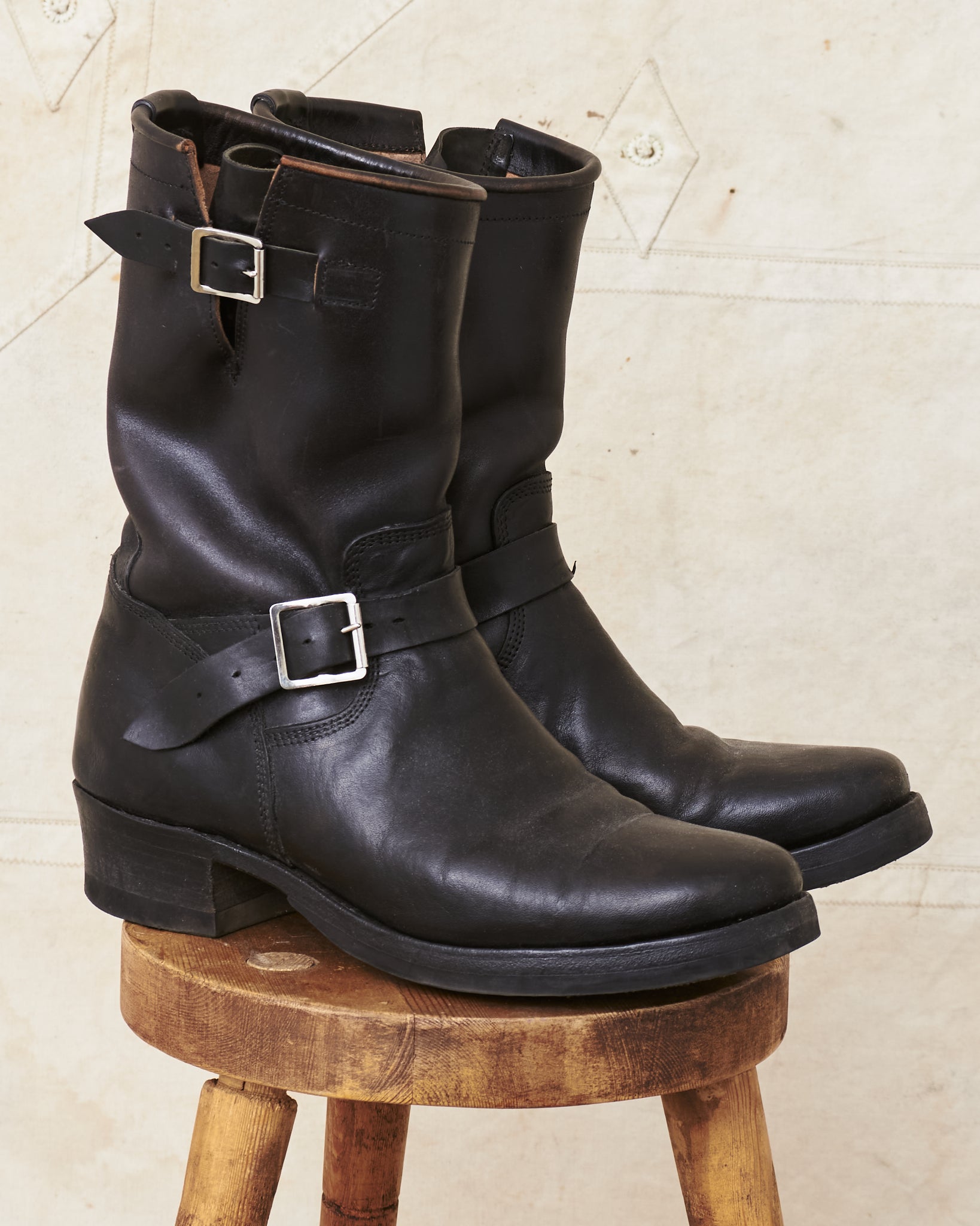 Second Hand Råland Bootmaker Engineer Boots Horsehide Black Handmade I ...