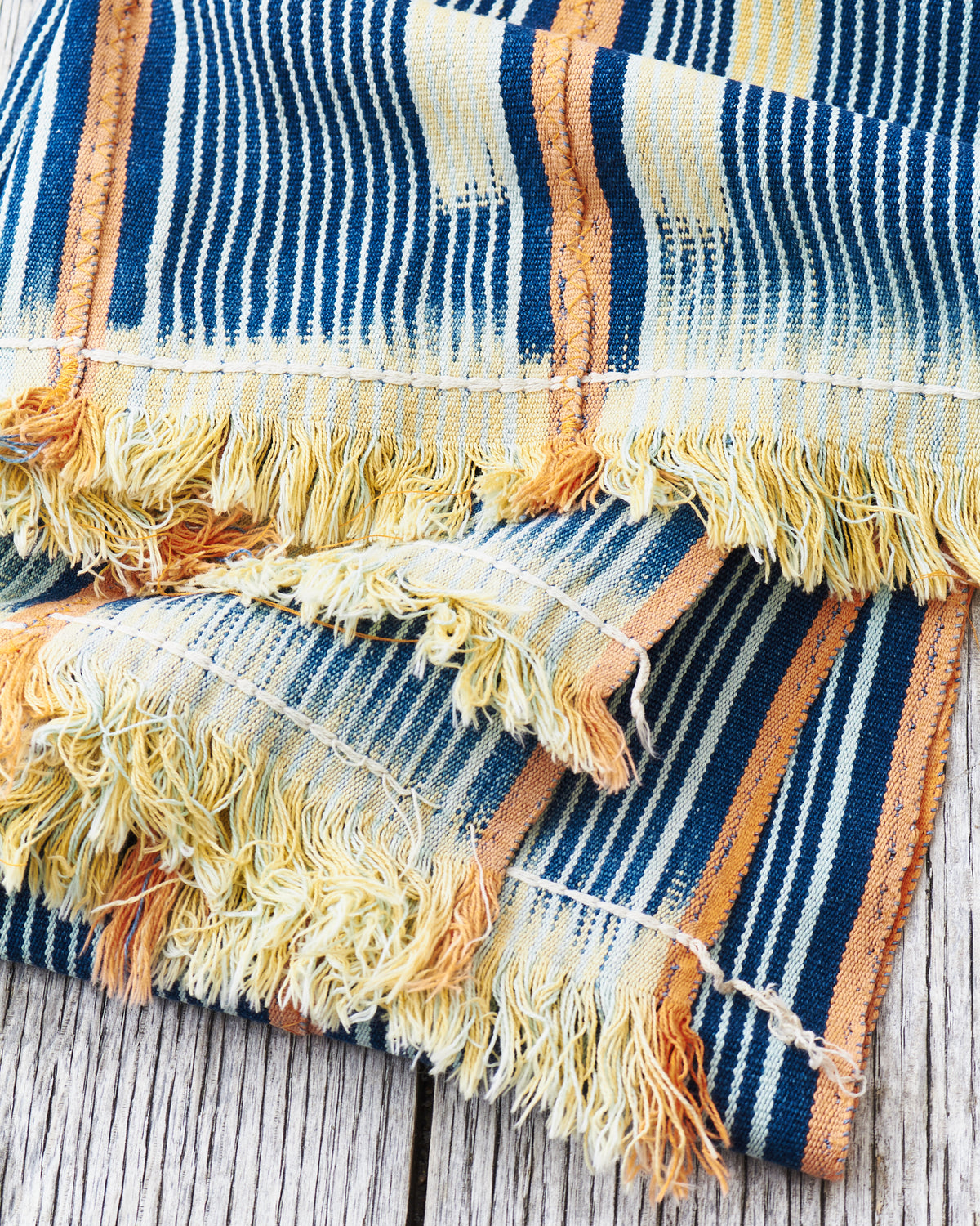 African Indigo Baulé Ikat Textile Scarf No. 24