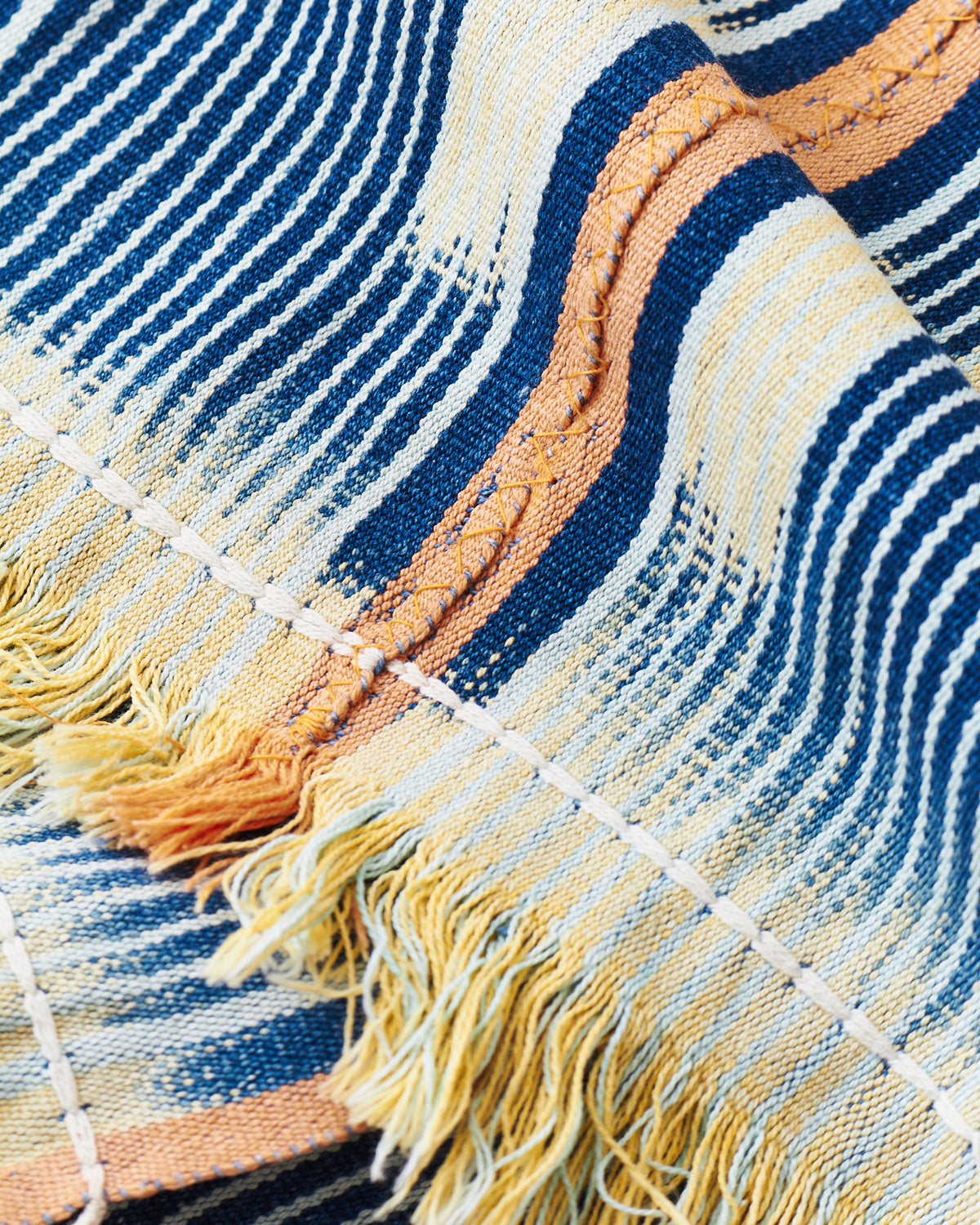 African Indigo Baulé Ikat Textile Scarf No. 24