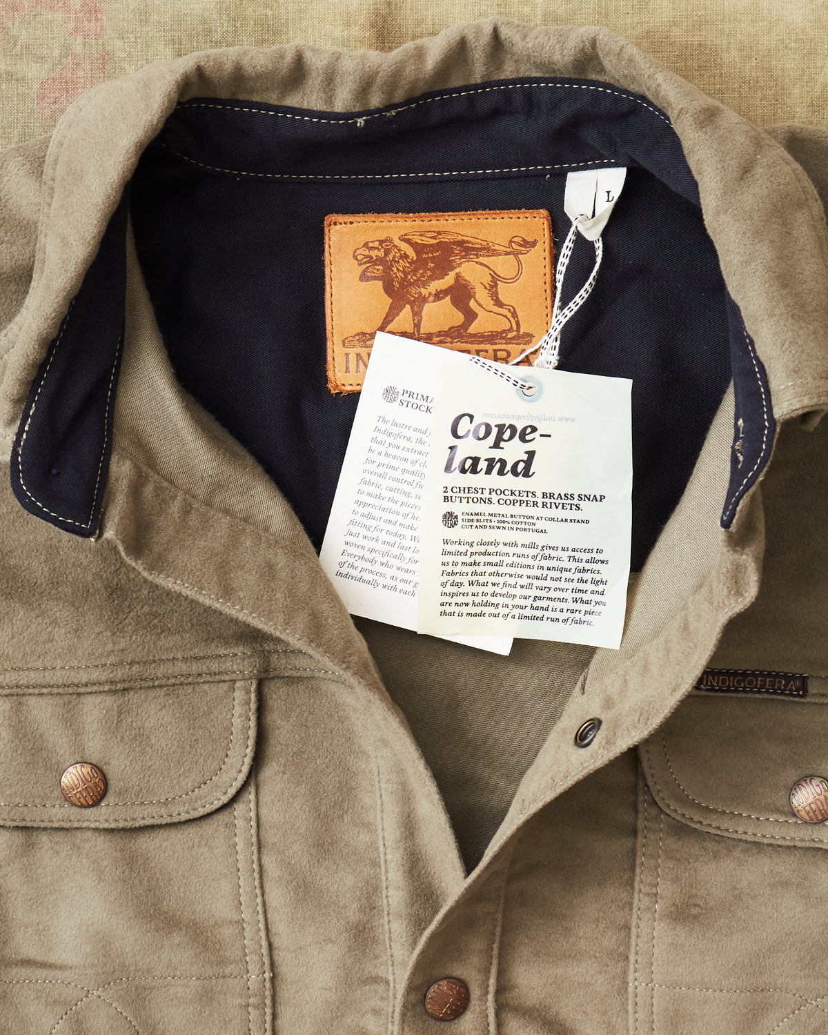 Second Hand Indigofera Copeland Shirt Moleskin Dark Lovat Size L