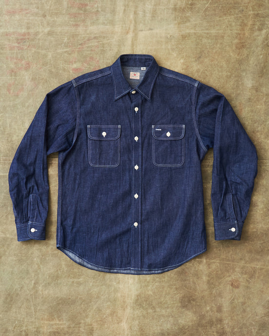 Second Hand Sugar Cane & Co. Blue Denim Work Shirt Size L