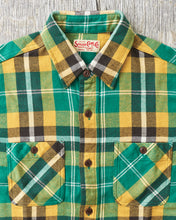 Sugar Cane & Co Twill Plaid Flannel Work Shirt Green SC29364