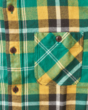 Sugar Cane & Co Twill Plaid Flannel Work Shirt Green SC29364