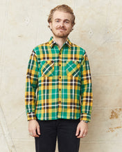 Sugar Cane & Co Twill Plaid Flannel Work Shirt Green SC29364