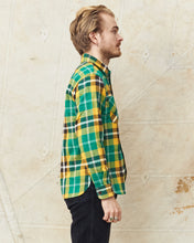 Sugar Cane & Co Twill Plaid Flannel Work Shirt Green SC29364