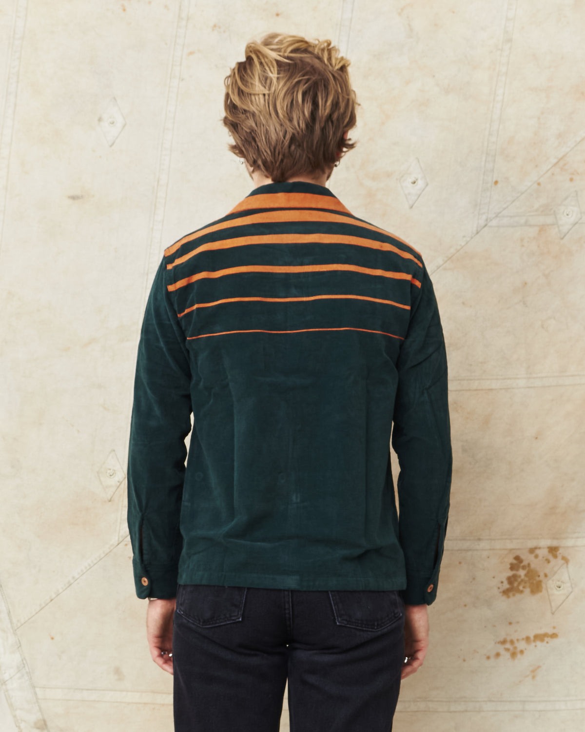 Style Eyes Mid 1950s Style Corduroy Sports Shirt Green “Stripe” SE29383