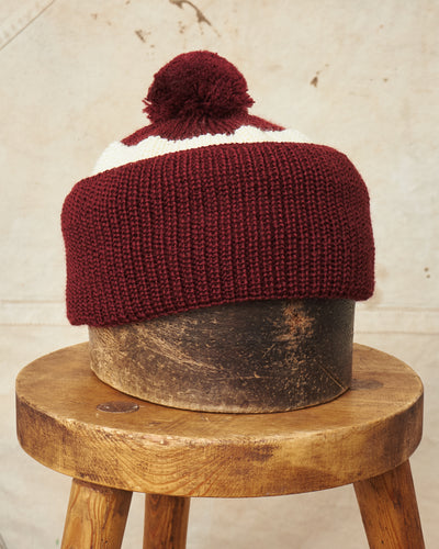 Heimat Wool U Boat Bobble Hat Burgundy / Seashell