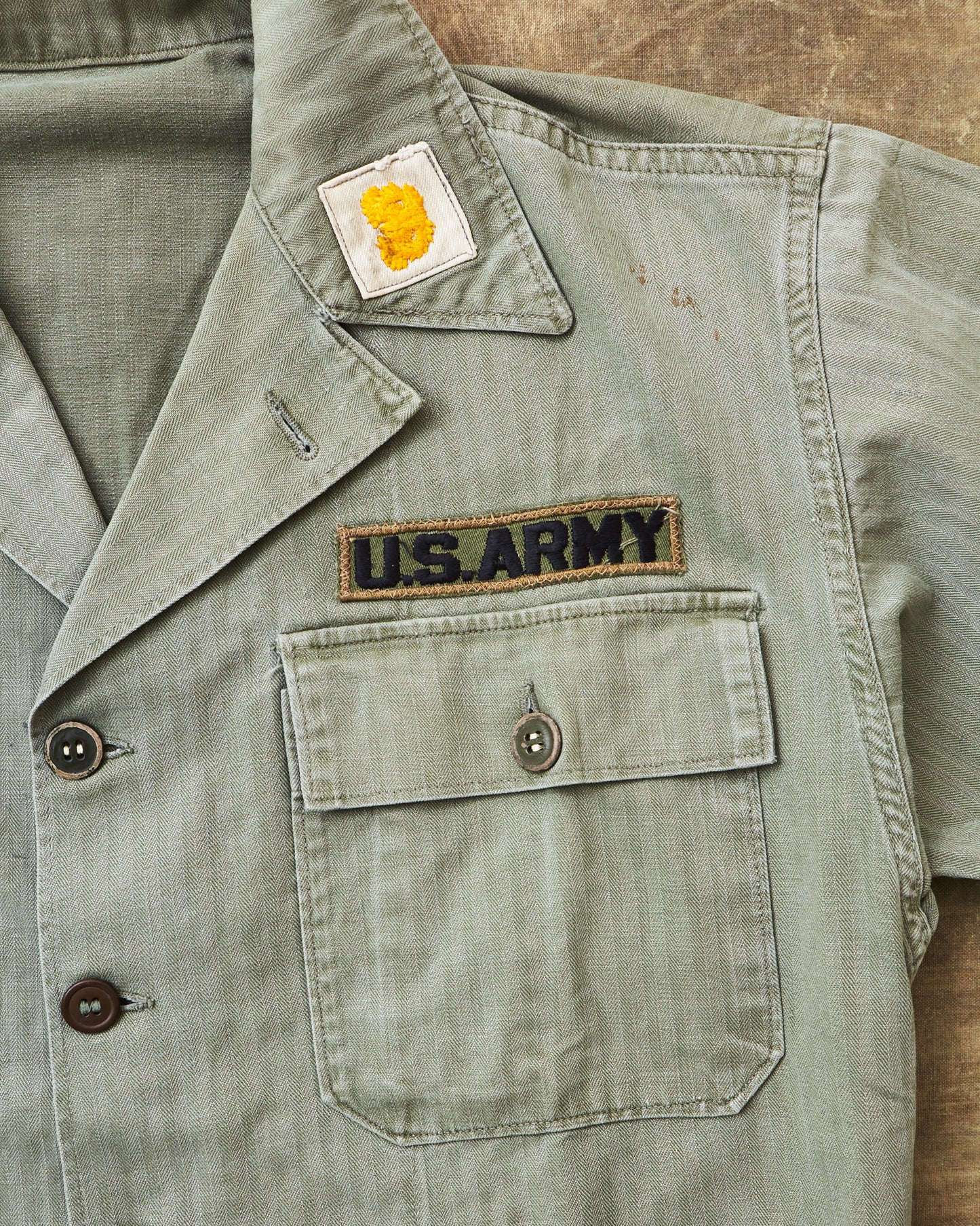 Vintage M-47 Korean War Cotton HBT Twill US Army Shirt