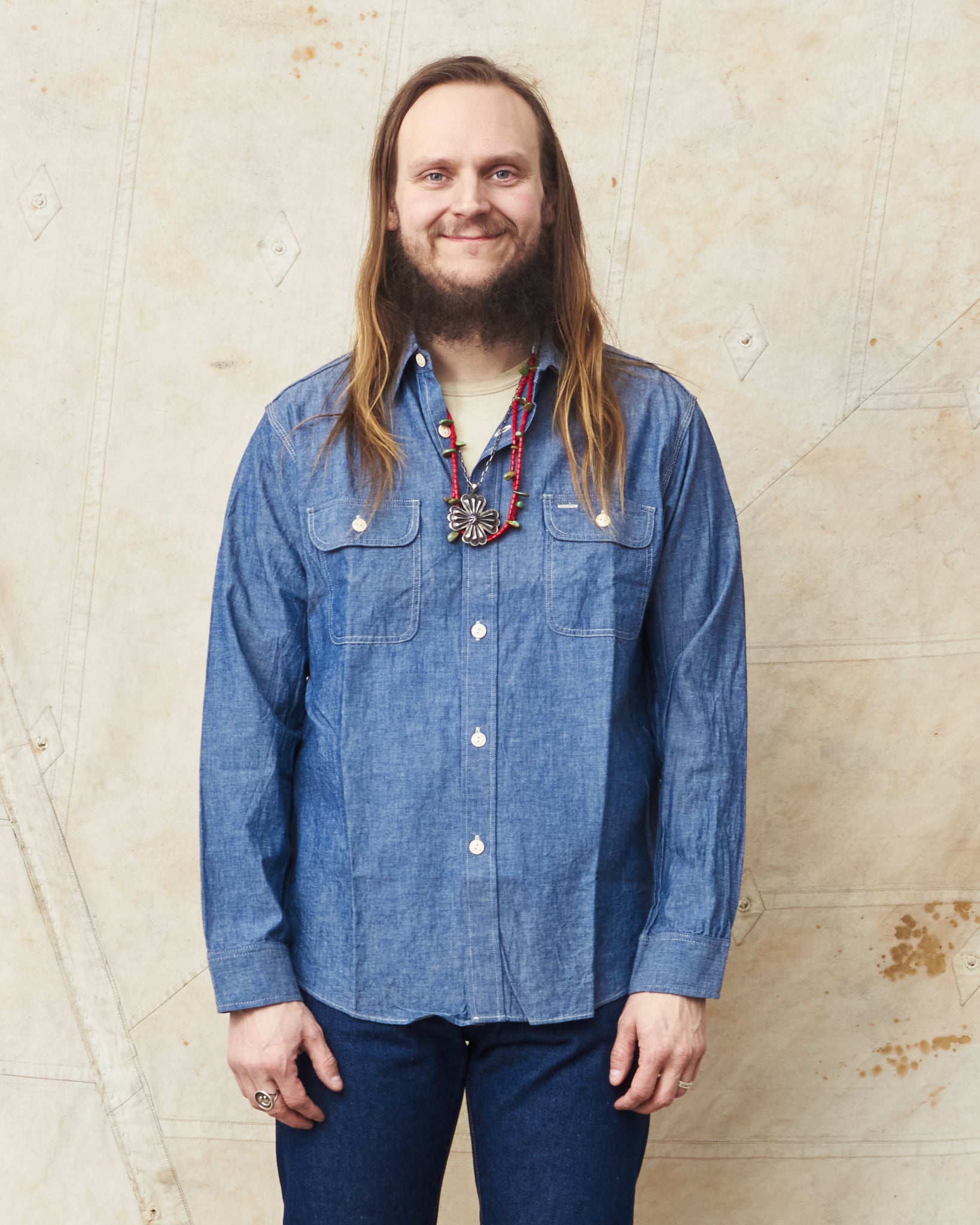Sugar Cane & Co. Blue Chambray Work Shirt SC27850 – Second Sunrise