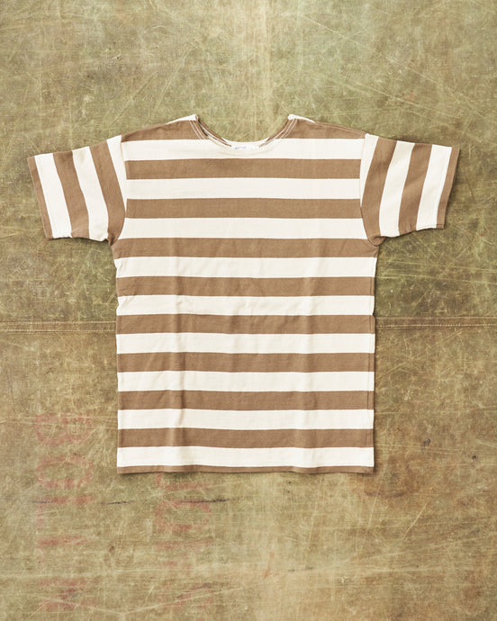 Second Hand Warehouse & Co. Short Sleeve Stripe T-shirt  Khaki / Off White Size 38