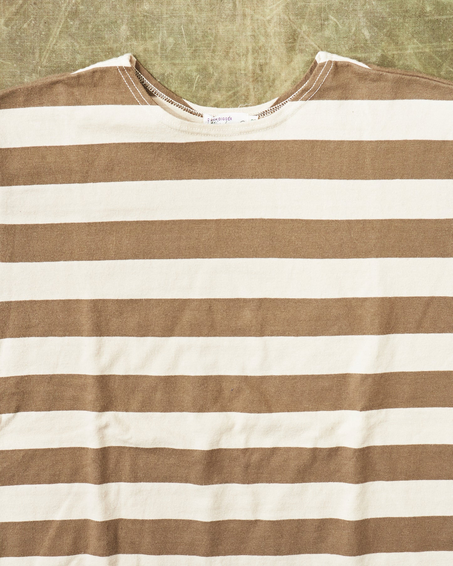 Second Hand Warehouse & Co. Short Sleeve Stripe T-shirt  Khaki / Off White Size 38