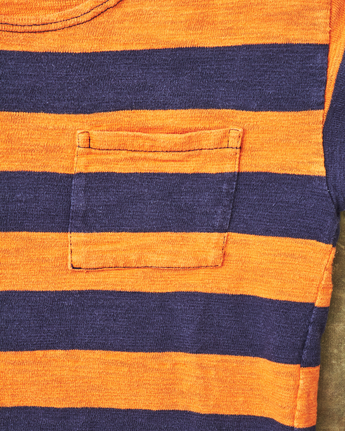 Second Hand Warehouse & Co. Short Sleeve Stripe Pocket T-shirt Egg Plant / Orange Size 36