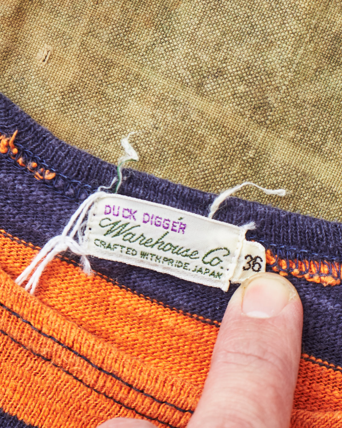 Second Hand Warehouse & Co. Short Sleeve Stripe Pocket T-shirt Egg Plant / Orange Size 36