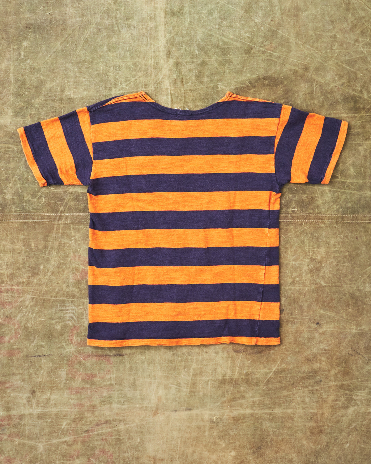 Second Hand Warehouse & Co. Short Sleeve Stripe Pocket T-shirt Egg Plant / Orange Size 36