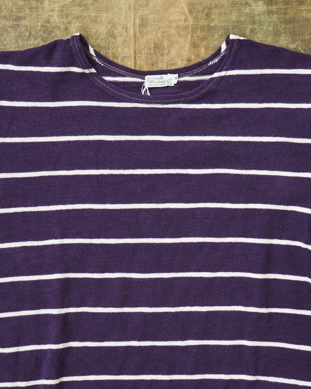 Second Hand Warehouse & Co. Lot 4087 Short Sleeved Stripe T-shirt Egg Plant / Off White Size 38