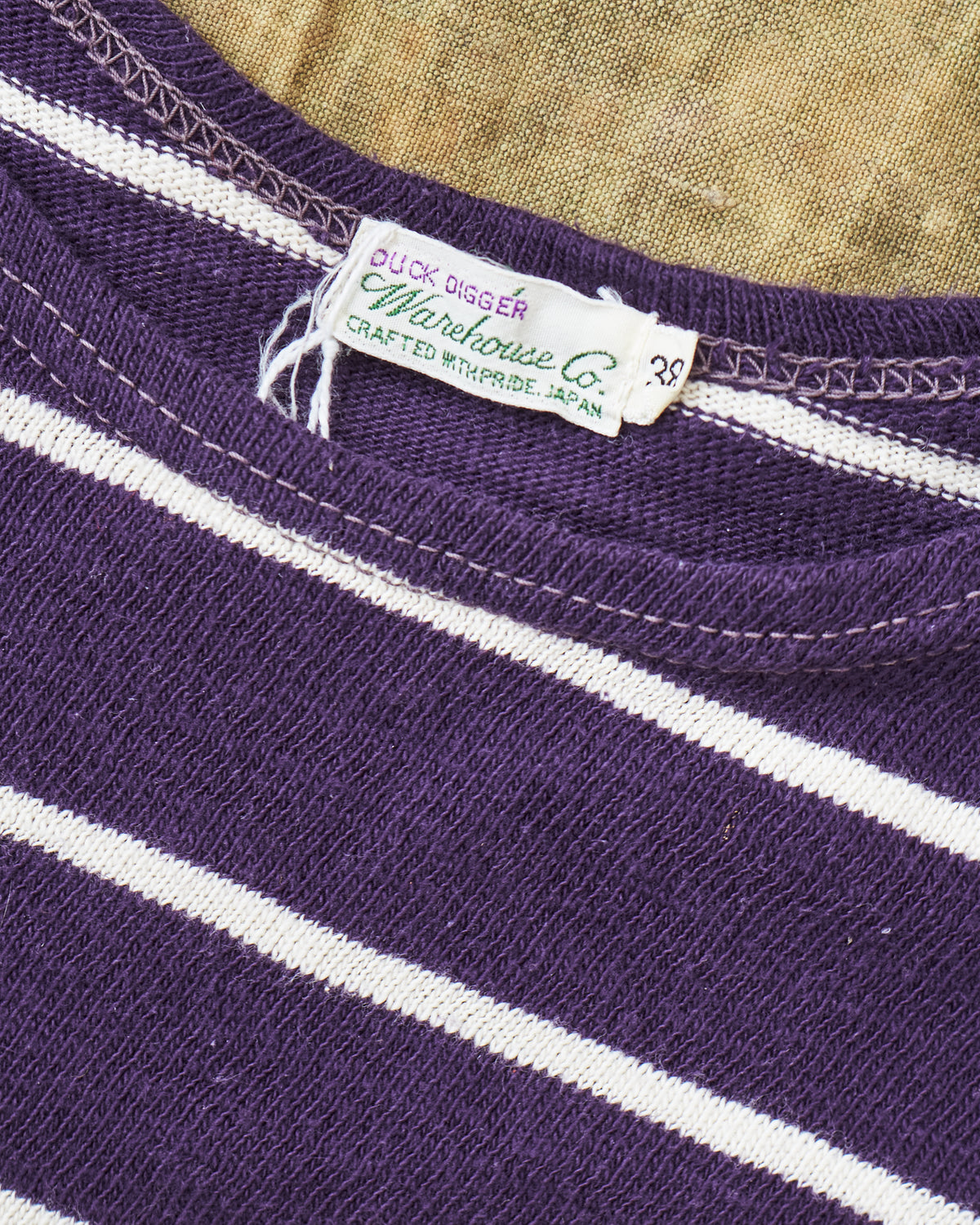 Second Hand Warehouse & Co. Lot 4087 Short Sleeved Stripe T-shirt Egg Plant / Off White Size 38
