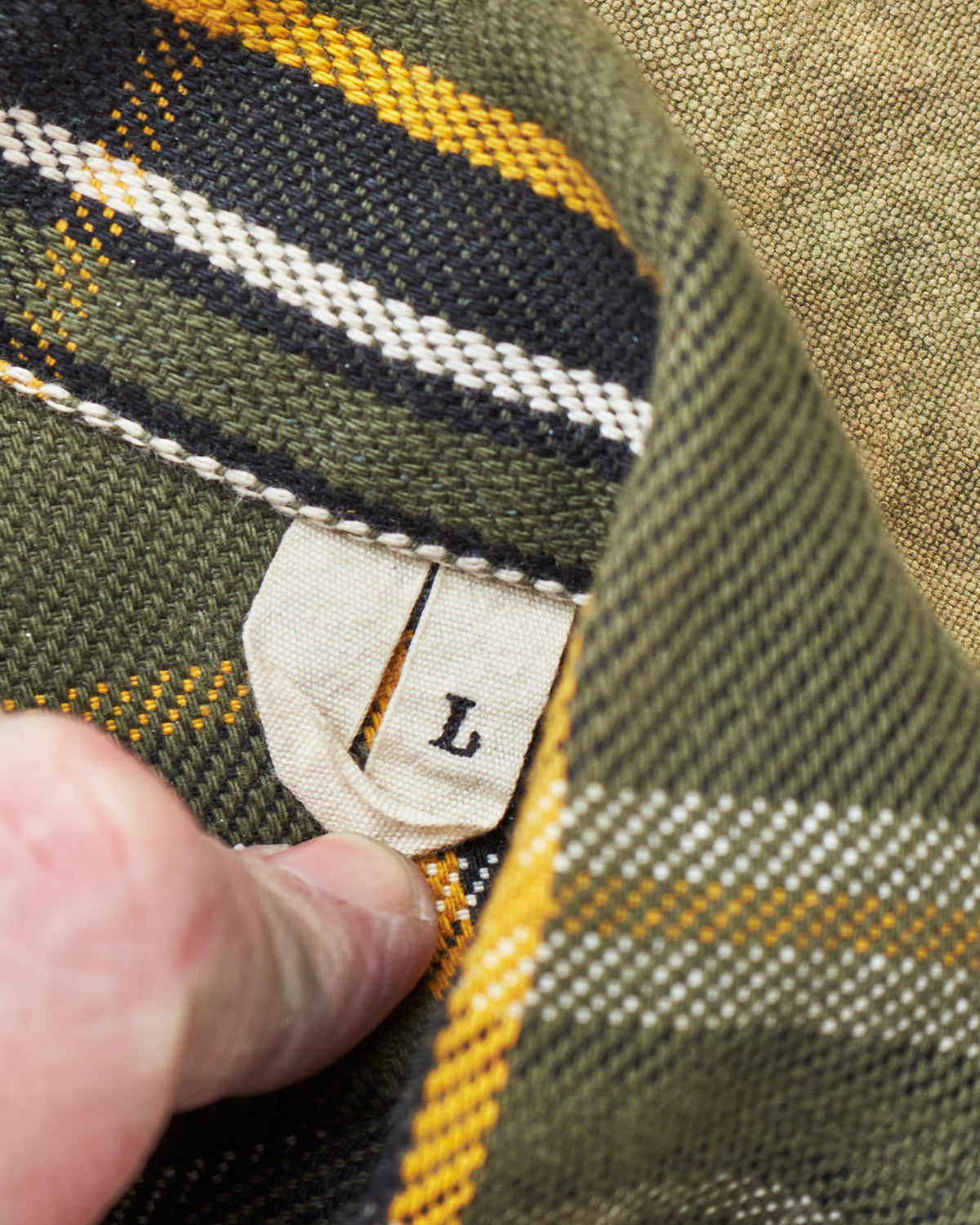 Second Hand Indigofera Webster Flannel Shirt Twill Check Green/Black/White/Yellow Size L