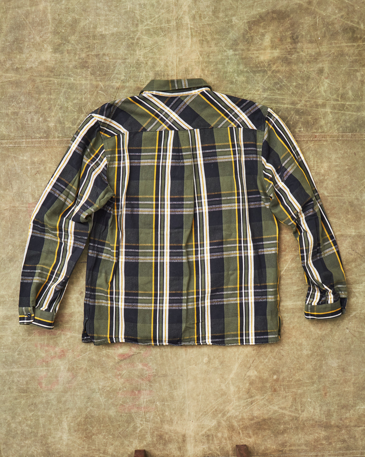 Second Hand Indigofera Webster Flannel Shirt Twill Check Green/Black/White/Yellow Size L