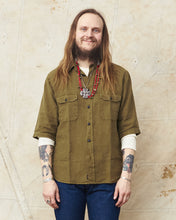 Indigofera Delray Shirt Linen Canvas Military Olive