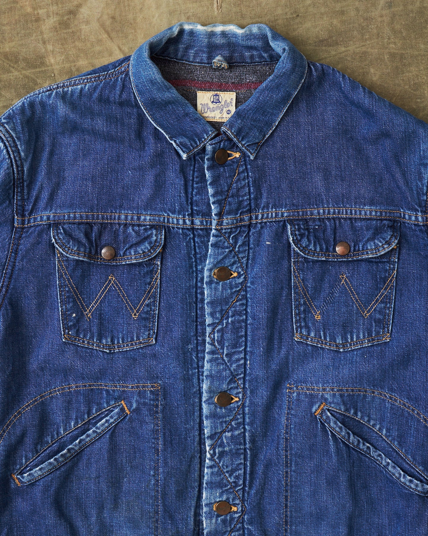 Vintage 60's Wrangler Blue Bell Blanket Lined Denim Jacket Size 42