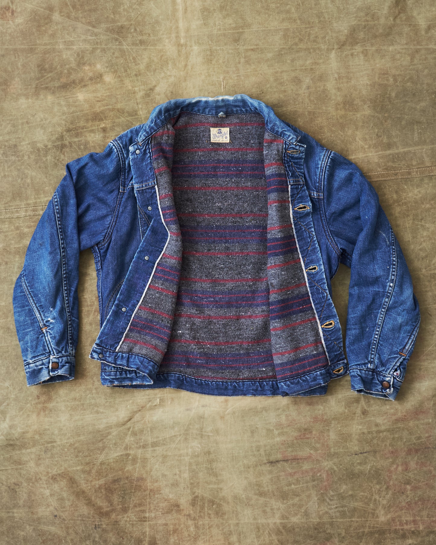 Vintage 60's Wrangler Blue Bell Blanket Lined Denim Jacket Size 42