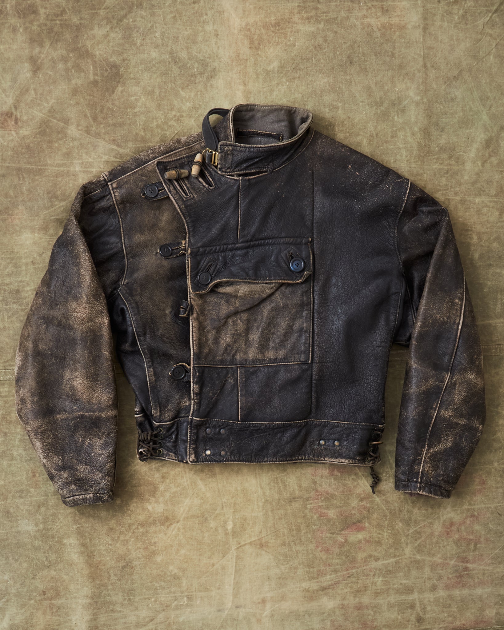 Vintage Swedish Army Dispatch Riders Leather Jacket
