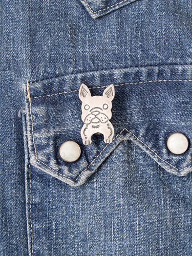 Munqa Newtive Silver Brooch French Bulldog