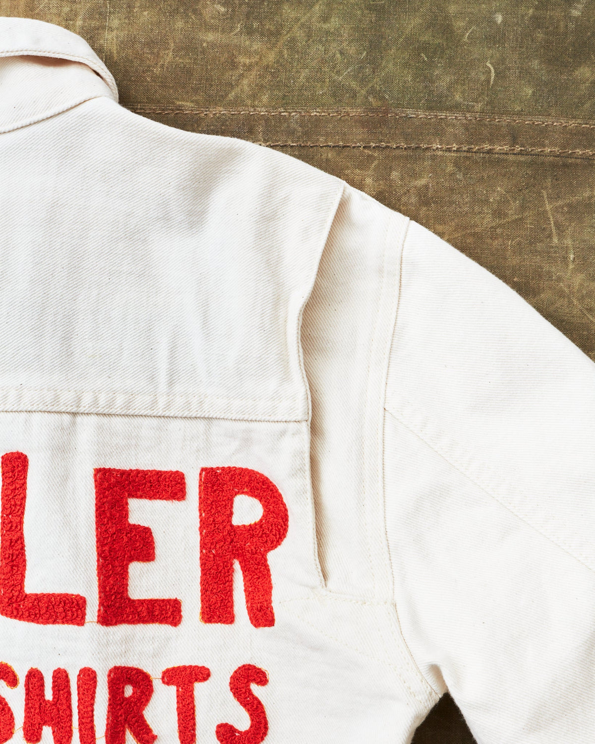 Second Hand Wrangler Blue Bell Embroidered White Denim Jacket