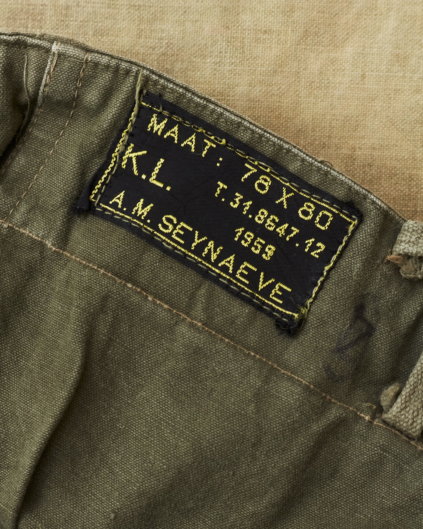 Vintage A.M. Seynaeve M.V.O 1959 Belgian Army Trousers