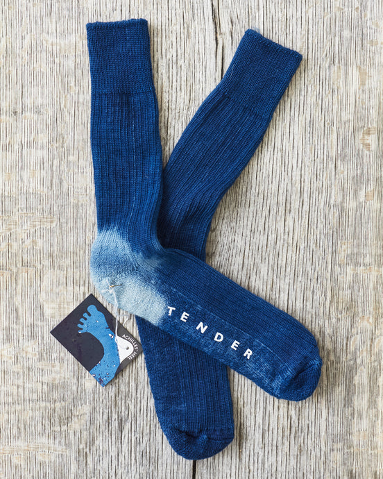 Tender Rib Socks Wool Yarn Achilles' Heel Indigo Dyed