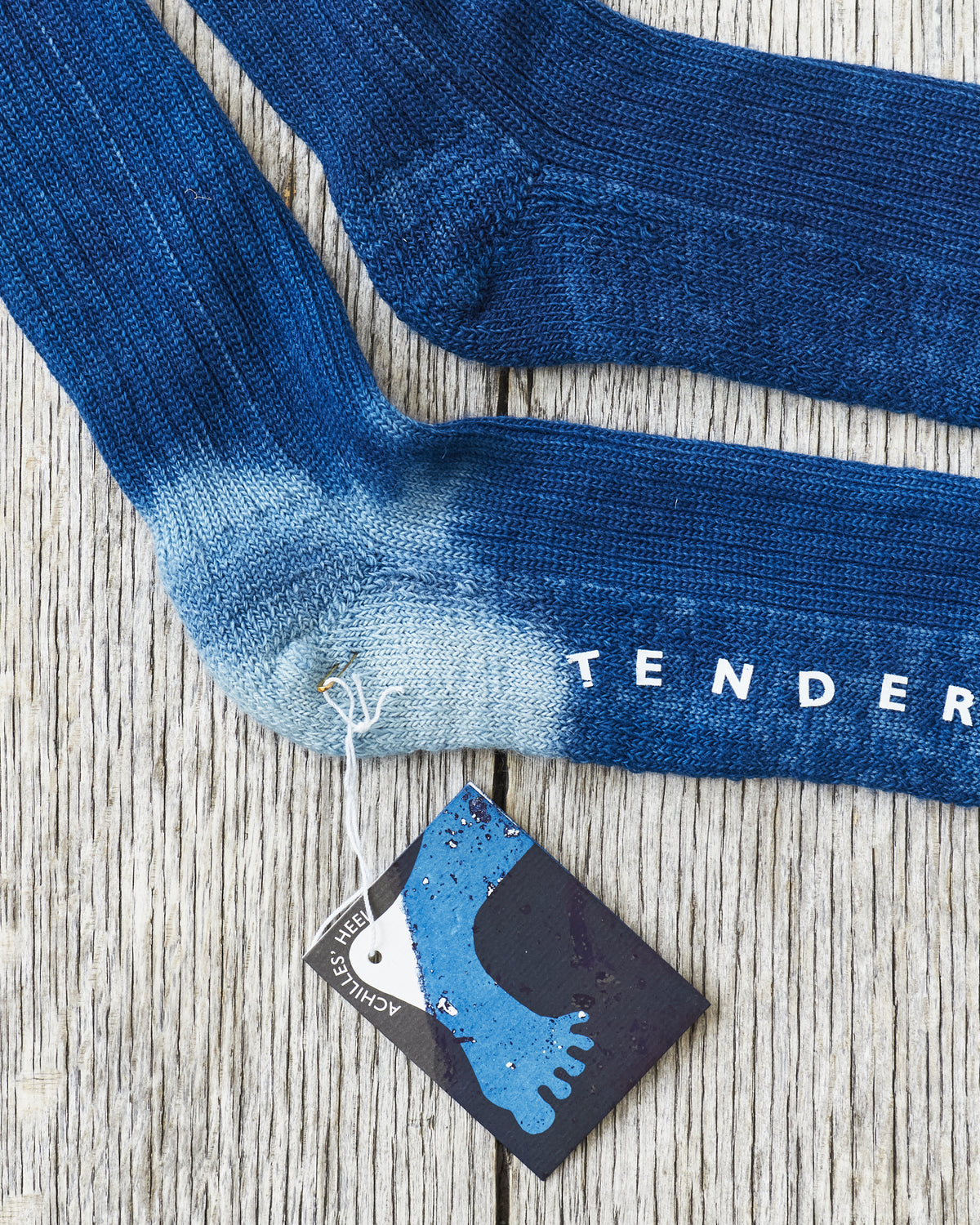 Tender Rib Socks Wool Yarn Achilles' Heel Indigo Dyed